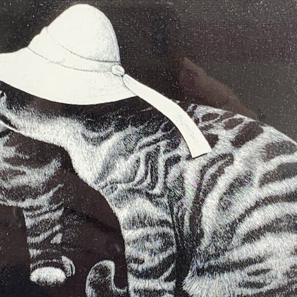 Campbell Cat Wearing Hat Art Print Picture Framed Artwork 10 x 10 - Picture 4 of 6